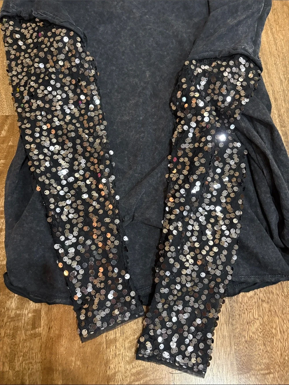 Free People Oversized Sequin Sleeve Top Size XS
